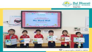 The theme taken for the word wall was favourite story and word. This activity promoted confident, language development, creativity, and self-expression among Montessori children. 