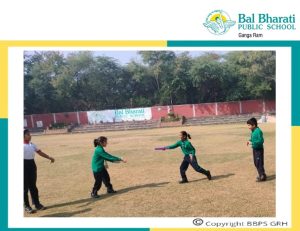 Students from classes II and III introduced to the 'Musical Relay' activity by the 'Sporty Champions' club at BBPS Pusa Road Campus on October 19, 2023.
