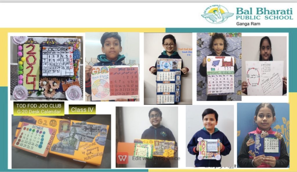 students designed a 2024 calendar using waste material available at home